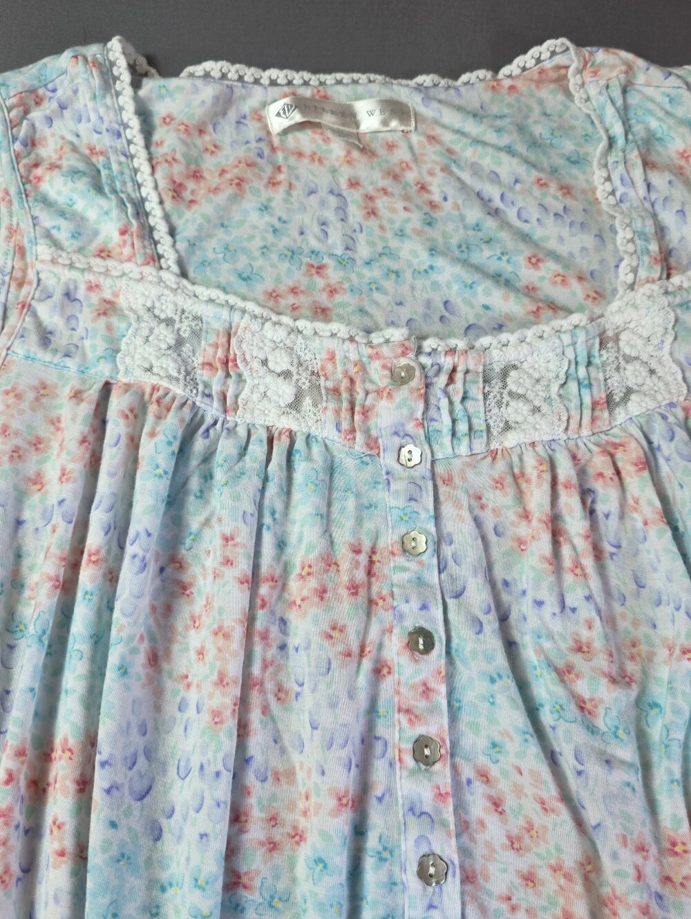 Eileen West Pastel Floral Nightgown - Pink Blue Mint Women'a Size M Cottagecore - Picture 4 of 12